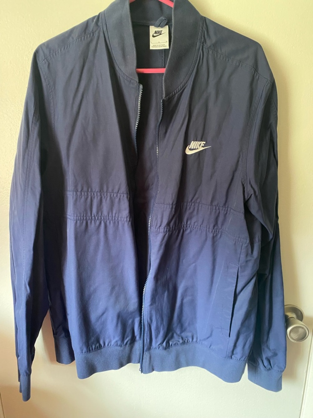 Nike Navy Blue Athletic Zip Jacket with White Logo